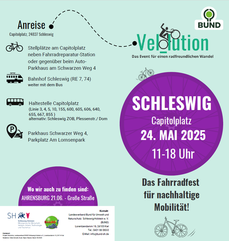 Sharepic Velolution Schleswig.
24.5.25, 11-18 Uhr Capitolplatz