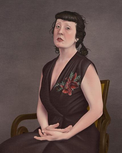 Portrait of Emily Metal Skin, painted with digital oils in Procreate by Iris Luckhaus