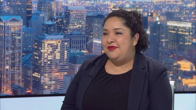 Chicago Department of Housing Commissioner Lissette Castañeda on the set of Chicago Tonight at WTTW studios