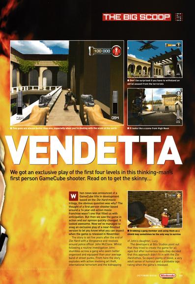 Feature for Die Hard Vendetta on GameCube from Nintendo Official Magazine 121 - October 2002 (UK)