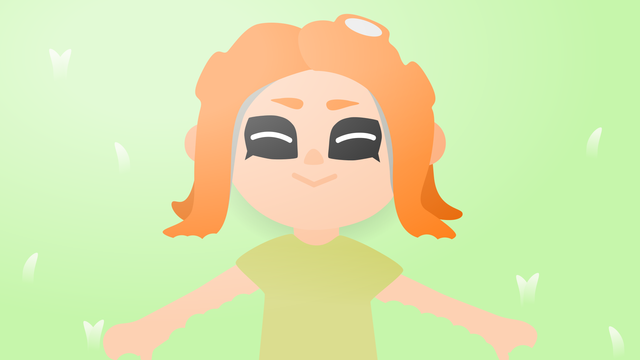 Aria (the octoling girl) laying on grass
