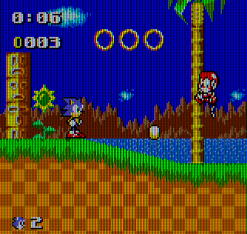 A screenshot from the Neo Geo Pocket game "Sonic the Hedgehog: Pocket Adventure".