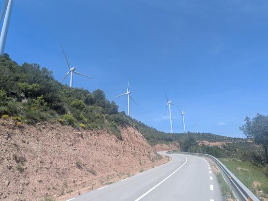 road leading to a windfarm