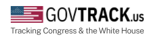 Logo of GovTrack.us, featuring an American flag and text that reads 'Tracking Congress & the White House'.