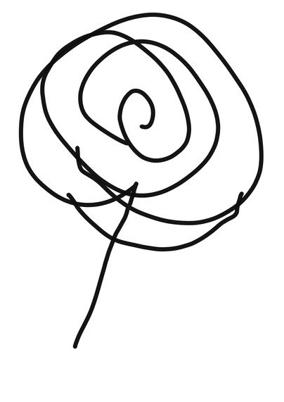 A black and white lollipop doodle spiral shape.