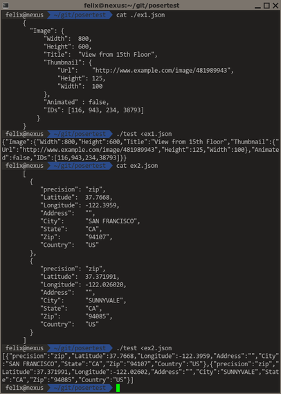 Testing JSON serialization in poser with the examples provided by RFC 8259