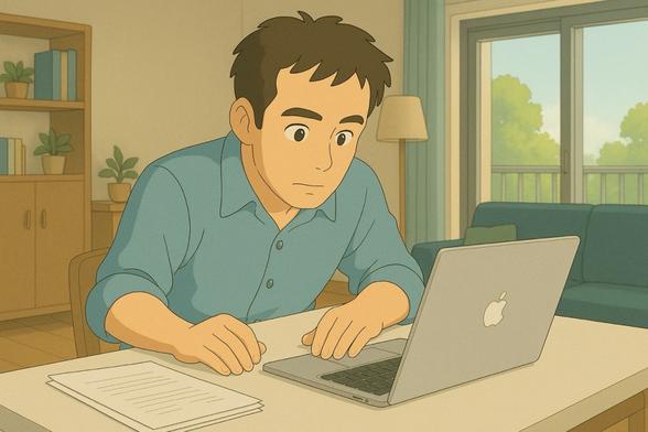Man preparing important letters on his laptop