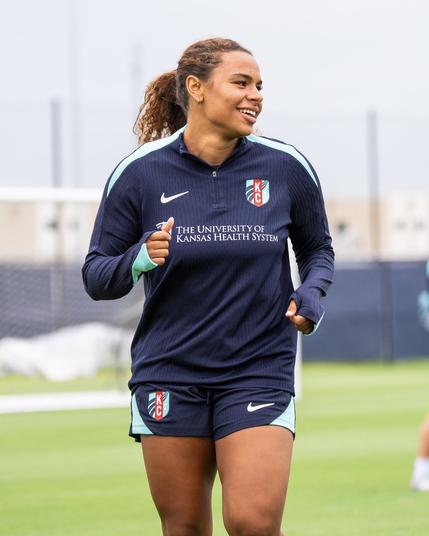 Close up of Cooper smiling during training