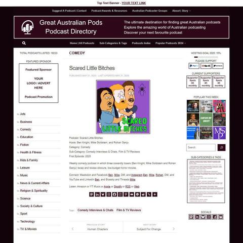 Scared Little Bitches
Screenshot of the podcast listing on the Great Australian Pods website