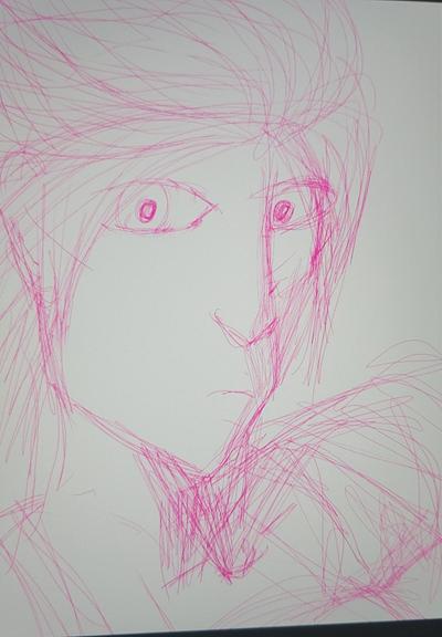 Shina from bloody roar just a portrait looking at viewer pink lined right side profile spikey hair serious face