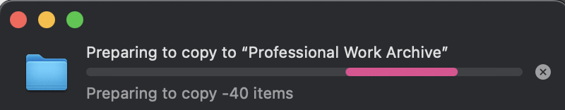 Finder preparing to copy -40 items