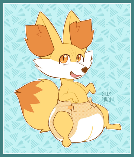 fennekin in a diaper