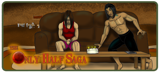 A man with peppered black hair finds a young brunette crying on the Arturo Couch.