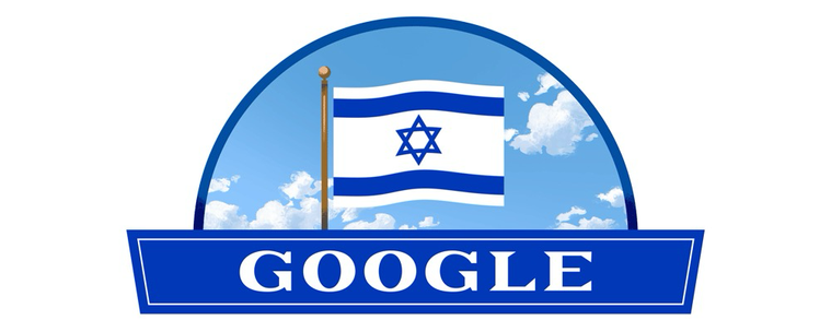 Google banner with Israeli flag