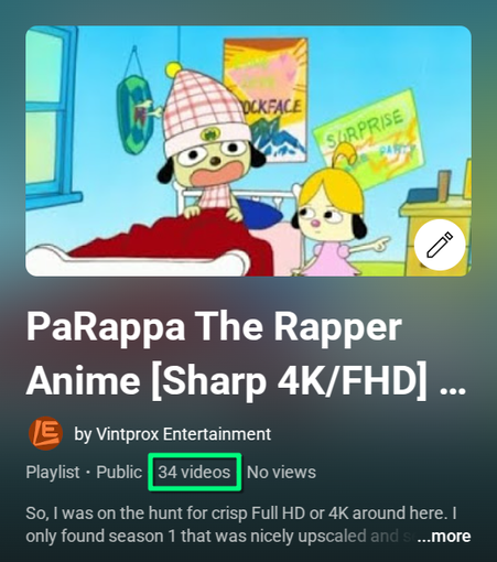 Карточка с моим плейлистом на YouTube. Плейлист насчитывает 34 видео в нём. Найс.