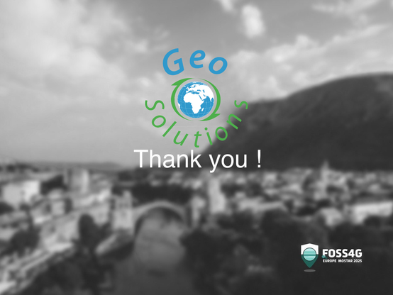 A graphic introducing GeoSolutions as a Gold Sponsor of FOSS4GE 2025.