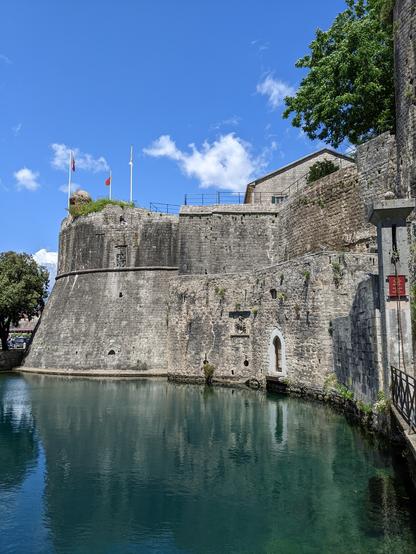 Kotor old town fortress with bridge over a moat