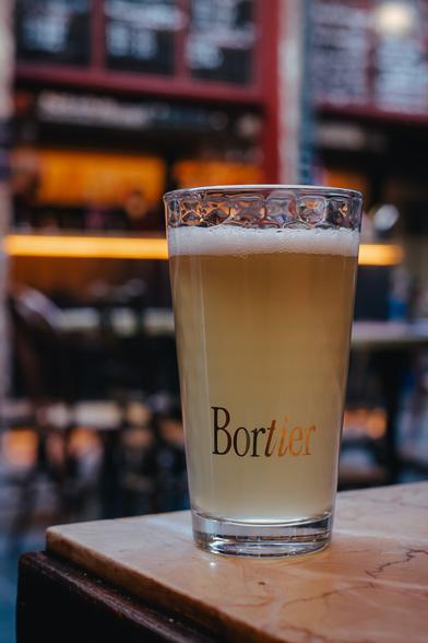 a full glass of craft beer