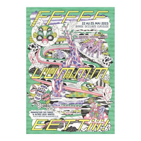 Affiche du festival Fumetti, signée Gwenola Carrere. infos :  https://www.maisonfumetti.fr/festival-fumetti-2025/
