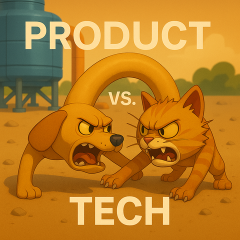 a CatDog is fighting it self