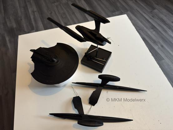 Various model assemblies painted black.