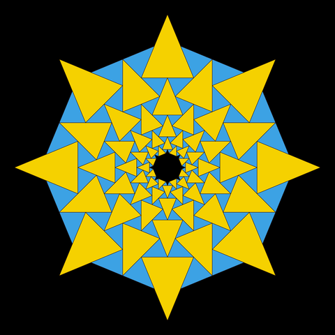 Same as before but some triangles are joint into bigger triangles, giving a spine figure.