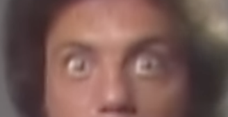 A crop of Billy Joel’s eyes from the music video “All for Leyna.”. There is so much cocaine in his system he could sneeze a ski slope.