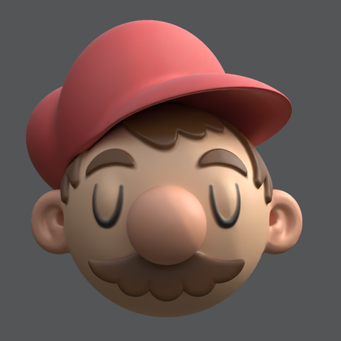 Screenshot of the SDF Modeler 3D editor, showing a cartoon-style Mario game character head model in progress.