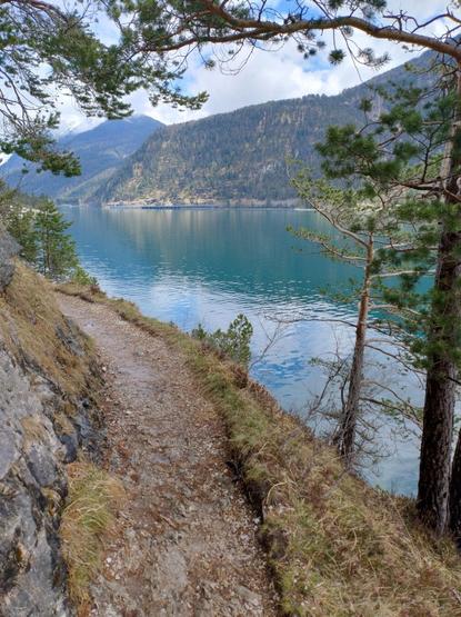 The Gaisalmsteig, a small hiking path, at the Achensee