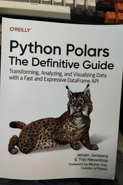 Python Polars book cover, featuring an Iberian Lynx