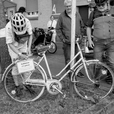 A Ghost bike of an 11-year-old boy who was killed on his way to school by a lorry turning right.