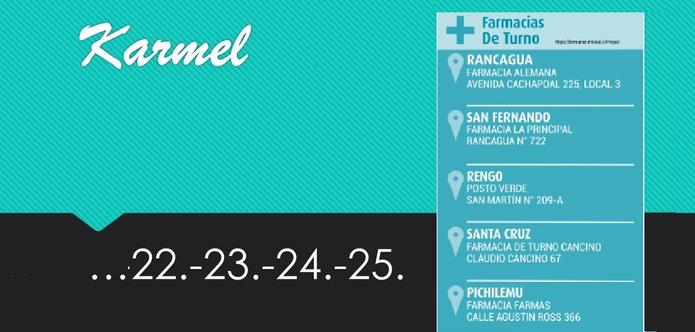 ...22.-23.-24.-25.
Karmel
Farmacias de Turno