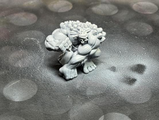 The troll wrestler in almost white after applying white ink as a zenithal.