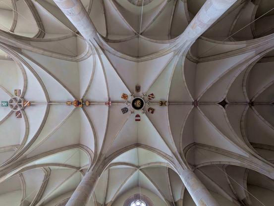 ceiling of the nave of St. Georgs Kathedrale, Wiener Neustadt, Niederösterreich, Austria. May 2025.