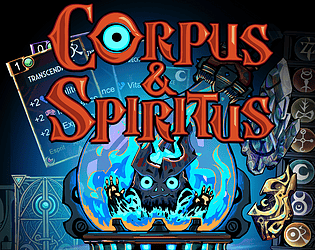 Cover for the game Corpus et Spiritus, showing the title and a homunculus in a bottle.
