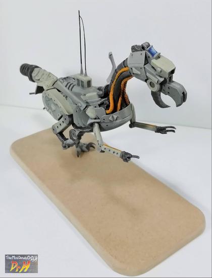 Right side of the Dino-bot, high angle.