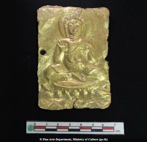 1,300-year-old Buddhist treasures unearthed in northeastern Thailand

A stunning collection of ancient artifacts from the Dvaravati period has been discovered at the historic Wat Thammachak Sema Ram temple complex in Thailand’s Nakhon Ratchasima Province. 

The findings were initially made on April 21, 2025, at a depth of approximately 1.3 meters beneath the temple site. A damaged ceramic container was unearthed, and within it were a total of 33 ancient ornaments made of gold, silver, and bronze. These included gold rings, silver earrings, and a special pair of bronze spiral hoop earrings — a form previously discovered at other sites from the Dvaravati period, such as Phu Khao Thong in Ranong Province and Tha Chana in Surat Thani Province...