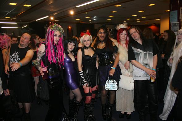 A group of young people in Goth attire at a goth music festival in Whitby, North East England, in 2005.