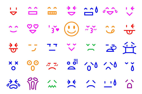 Emoji designs from the 2013 Docomo emoji update.