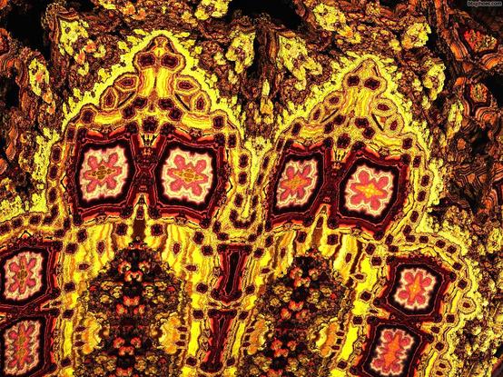 glowing orange-yellow mandelbulb shapes
