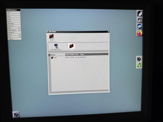 A picture of GNUstep running on an Intel Mac Mini.