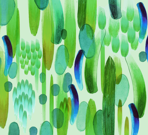 Illustration motifs abstraits verts et bleus