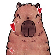 cartoon capybara with hearts around