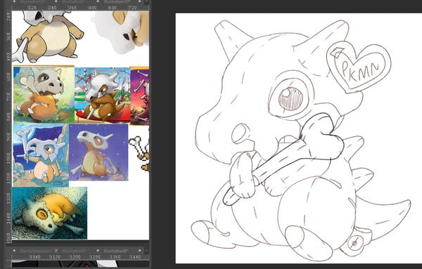 a sketch of the pokemon cubone as a stuffed animal beanie baby