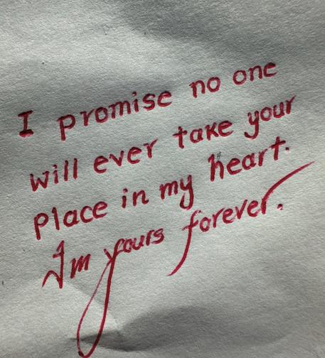 I promise no one will ever take your Place in my heart. I am yours forever. 🖖