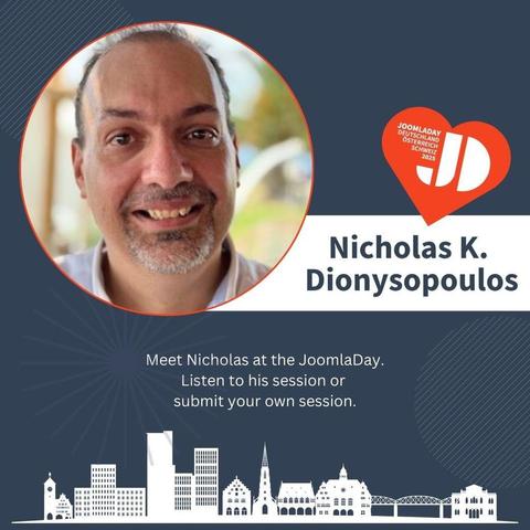 Meet Nicholas at the JoomlaDay. Listen to his session or submit your own session.