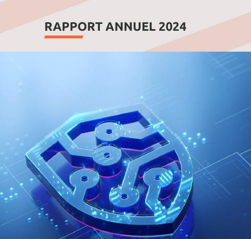 blue shield and  title 'Rapport Annuel 2024'