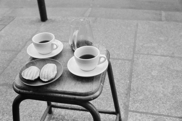 A couple coffees and madelines