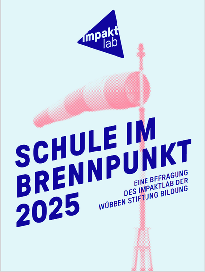 Titelblatt der Studie 
Schule im Brennpunkt 2025: Eine Befragung des impaktlab der Wübben Stiftung Bildung.