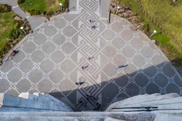 Photo of the little space in front of the Hallgrímskirkja in Reykjavík, Iceland.